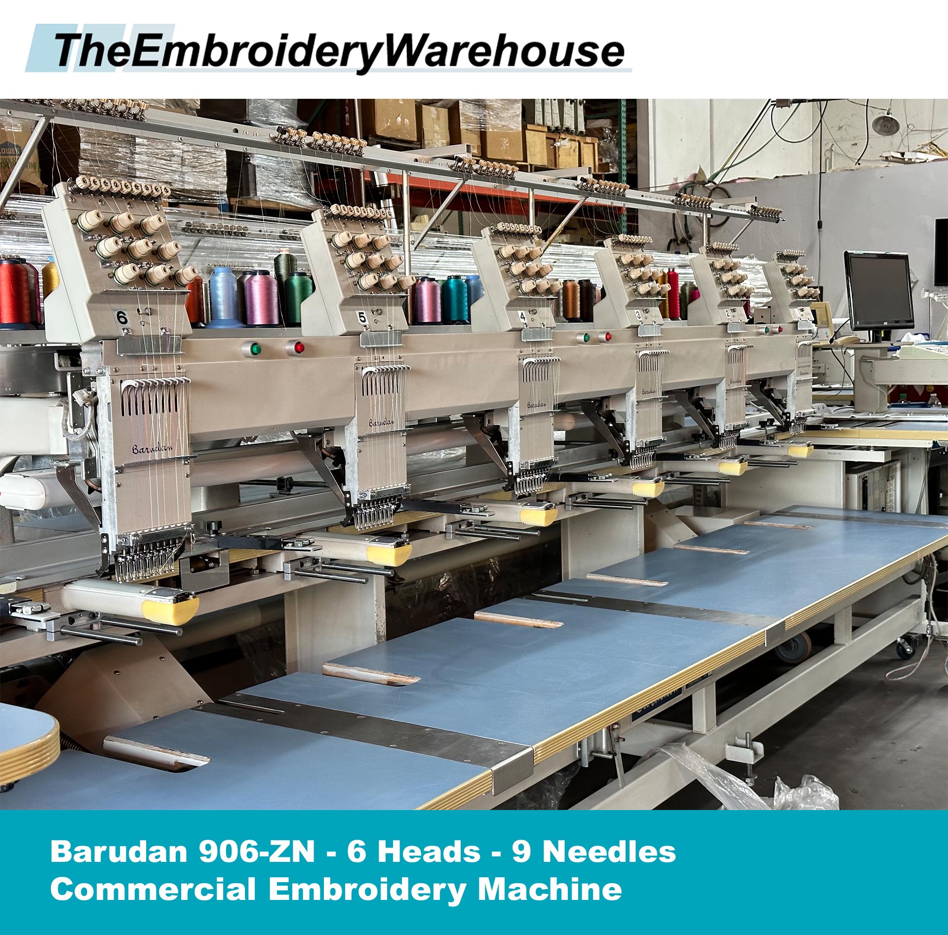Barudan 906ZN 6 Heads 9 Needles Commercial Embroidery Machine